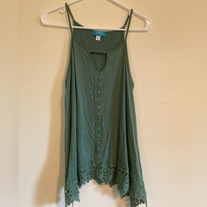 buttons Green Tank Top